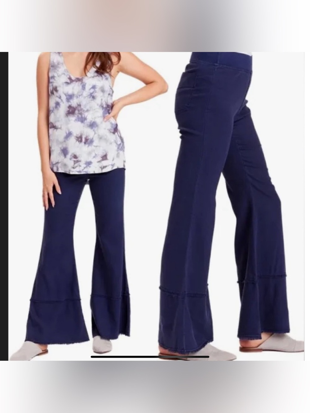 NWT XCVI Arrin Navy Tiered Flare Pants, size M